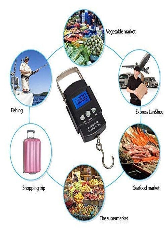 Tool Point Bolt Electronic Portable Fishing Hook Type Digital LED Screen Luggage Weighing Scale, 50 kg/110 Lb (Black - Image 2